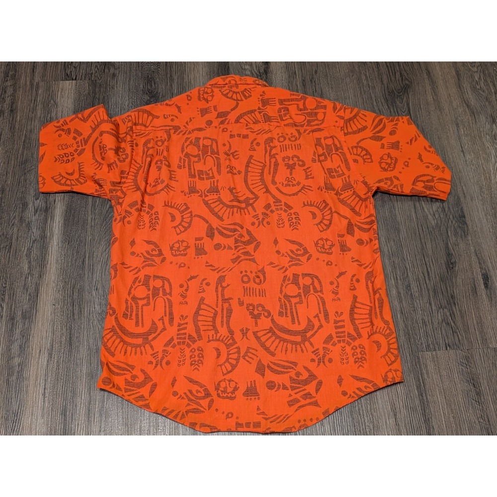 Levis Button Up Shirt Tribal/Aztec‎ Print Short Sleeve Casual Menswear Orange M - Picture 2 of 4